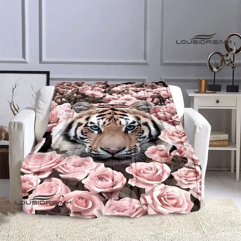 Flatloda calda e bella da picnic stampata con tigre, coperta da viaggio per la casa, fodere per letto, regalo di compleanno