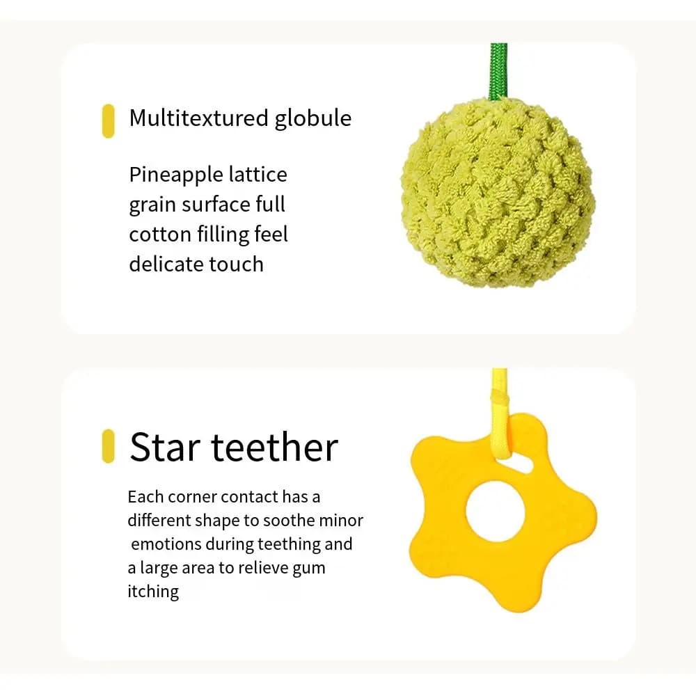 Crab-shaped Baby Pull String Distorting Mirror Ringing Beads Stuffed Sensory Visual Development Teether