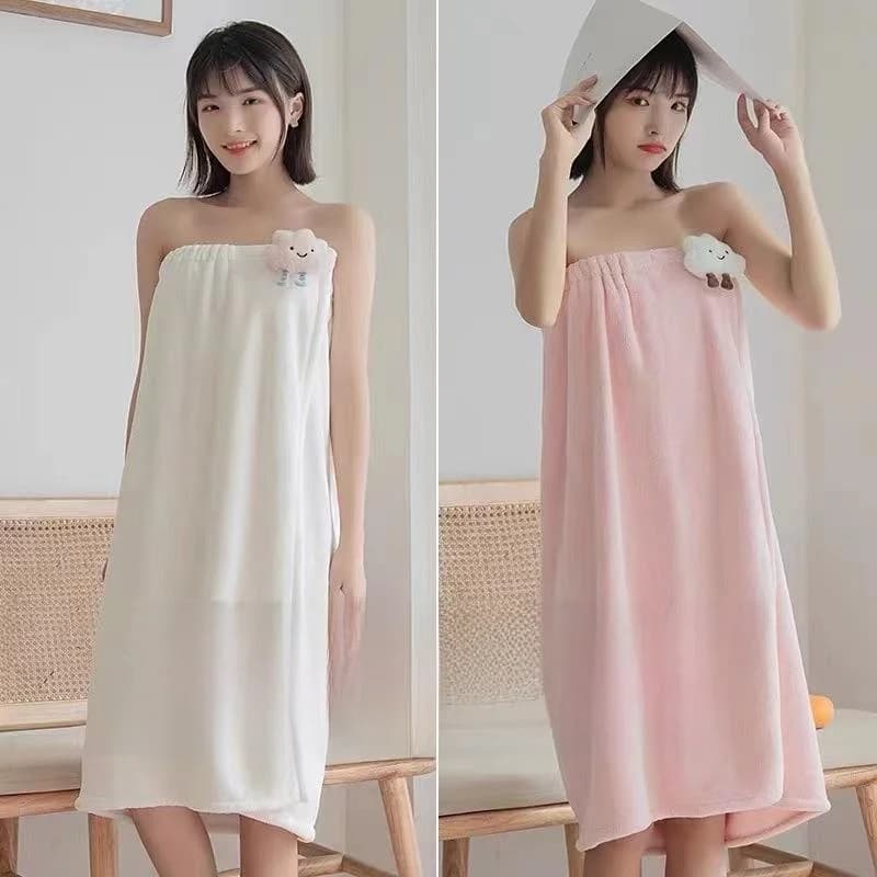 Accappatoio da donna in pile corallo spesso, avvolgente, assorbente, senza perdita di fibra, utilizzabile anche come telo da bagno o gonna da bagno, per uso domestico