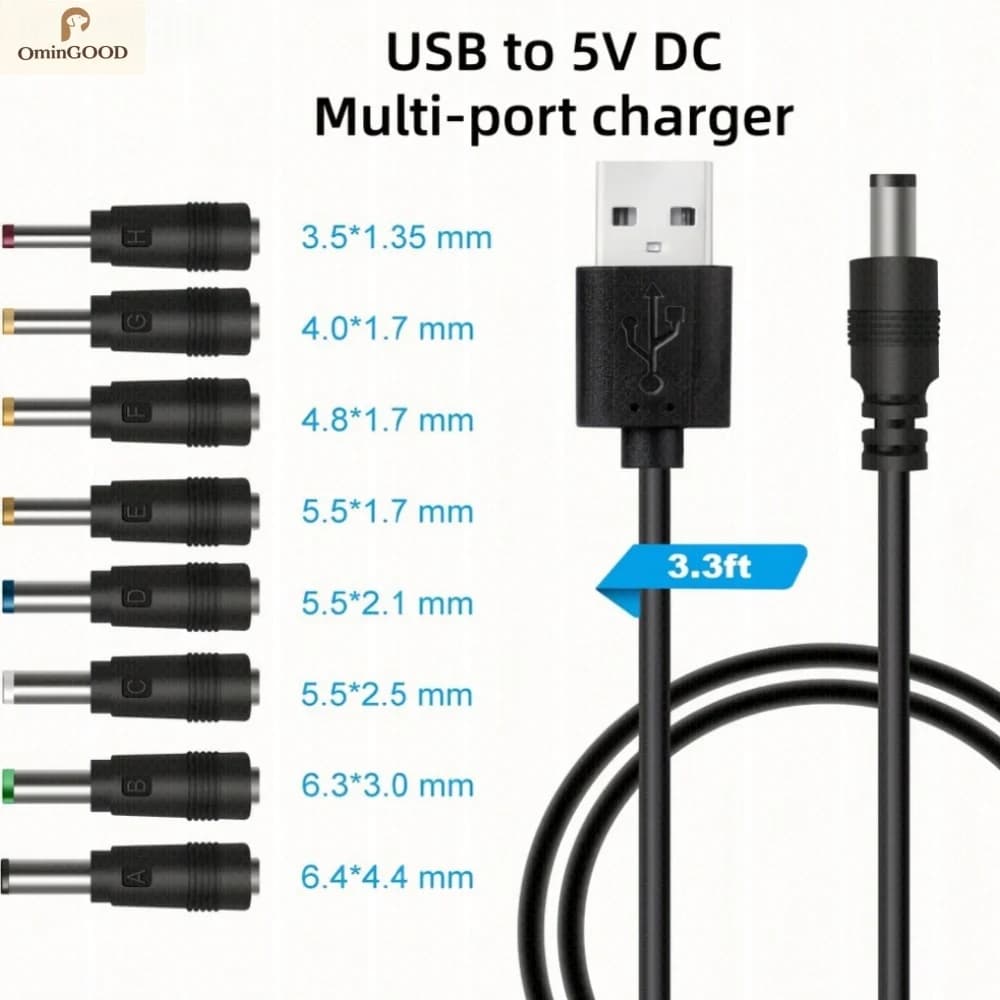 Portable USB to DC 5V Converter Power Cord Emergency Charging Adapter Wire for WiFi Router Modem Bluetooth Speaker CCTV Camera