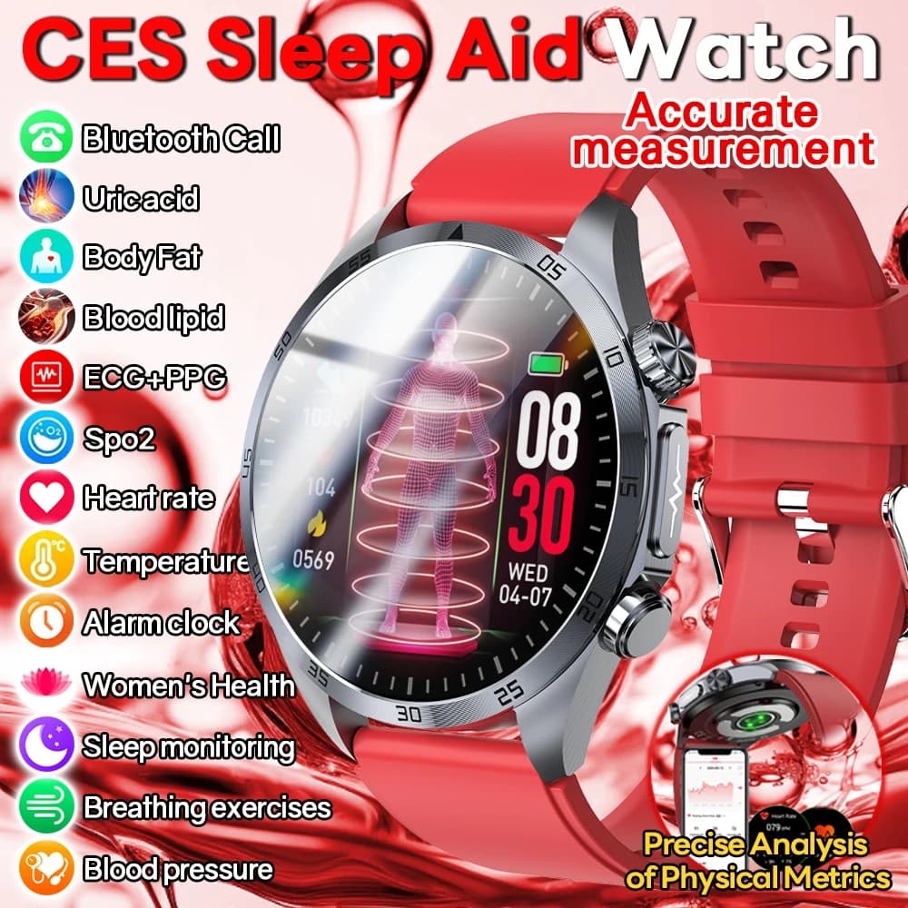 Nuovo Smartwatch CES Scientifico per il Sonno, Terapia del Polso, Monitoraggio della Salute, Rilevamento Lipidi, ECG+PPG, Chiamate Bluetooth