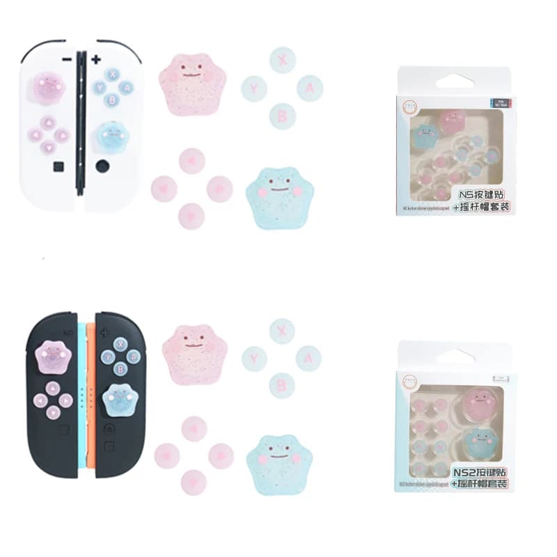 Cute Bling Silicone Soft D-pad Button ABXY Key Sticker Skin Case For Switch 2/NS Oled Joy-con Thumb Stick Grip Cap Cover