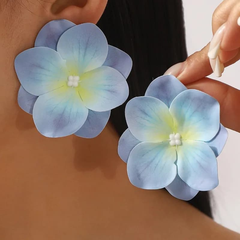 E13815 Nuovi Orecchini a Perno Estivi con Fiore di Phalaenopsis e Perla, Stile Pastorale Fresco per Vacanze, Orecchini Atmosfera Fotografica