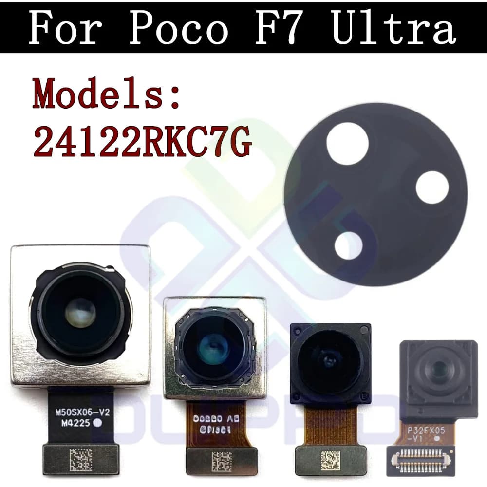 Cavo flessibile per fotocamera con modulo posteriore per selfie anteriore per Xiaomi Poco F7 Ultra 24122RKC7G Obiettivo in vetro per fotocamera posteriore principale ampio
