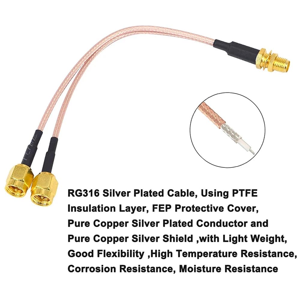 Cavo coassiale antenna Wifi SMA femmina a tipo Y 2XSMA maschio dritto splitter combinatore prolunga cavo a spirale RG316-ABVP