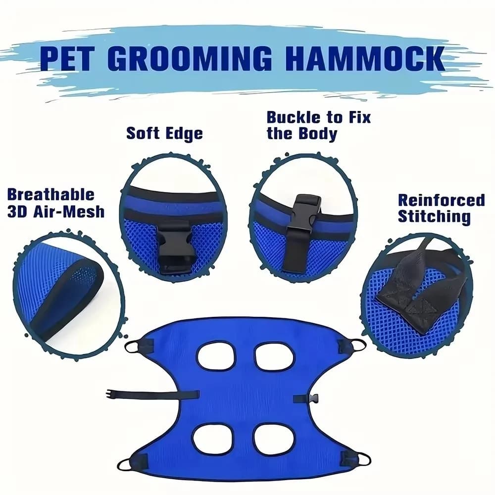 Large Pet Grooming Hammock Anti-scratch Hanging Pet Sling Harness Teddy Hook Type Cat Dog Nail Clipper Fixer Restraint Bag