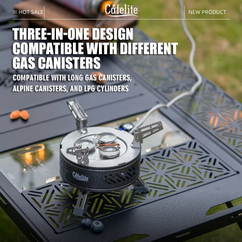Butane Alpine LPG Canister Power Camping Gas Stove Portable Split Burner 8800W High Preheating Tube Wind Shield Folding Legs