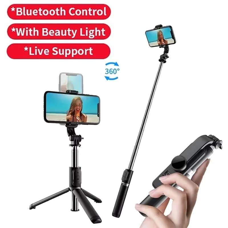 3 In 1 Bluetooth Selfie Stick Tripod LED Fill Light Shutter Remote Control For iPhone Xiaomi Huawei Smartphone Vlog Live Photo