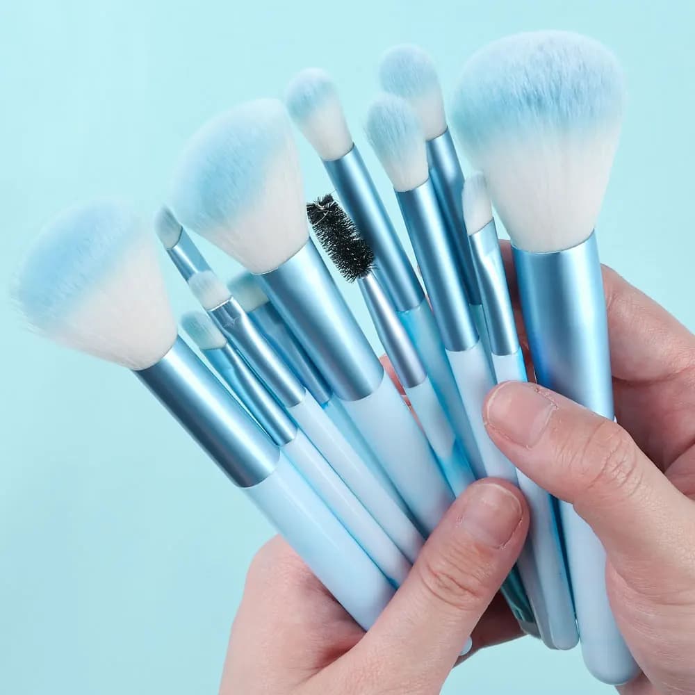 12 pcs Blue Makeup Brush Set Soft Fluffy Detail Concealer Blush Loose Powder Eyeshadow Highlighter Foundation Women Beauty Tool