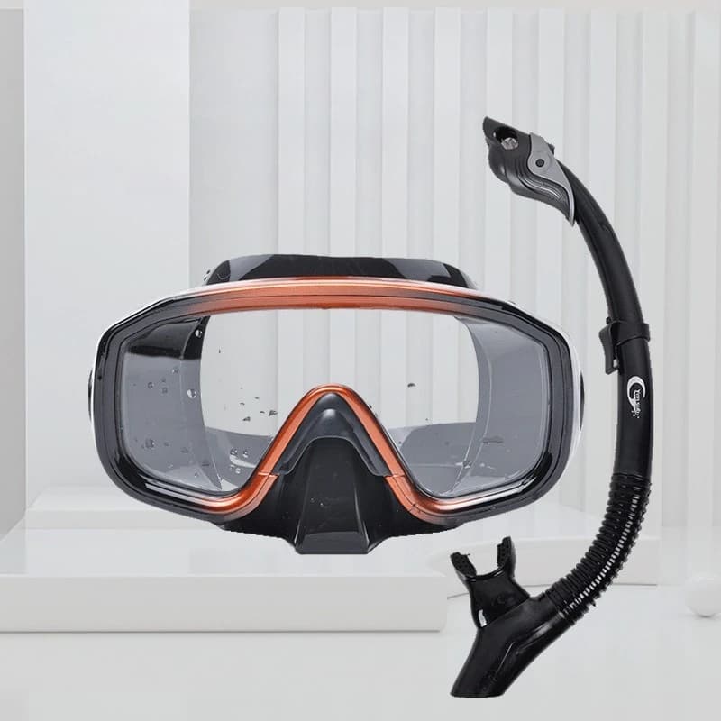 Anti-Fog Tempered Glass Diving Mask, Full Dry Snorkel Face Mask with Anti-Choke Valve, High Definition Underwater Diving Gear