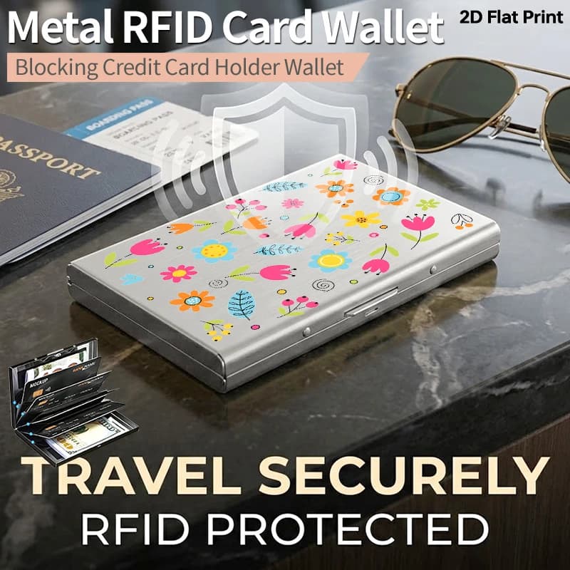 Portacarte in Metallo con Blocco RFID, Ultra Sottile, Opaco, Antifurto, Portafoglio in Alluminio con Apertura Laterale, Protezione Slim per Carte
