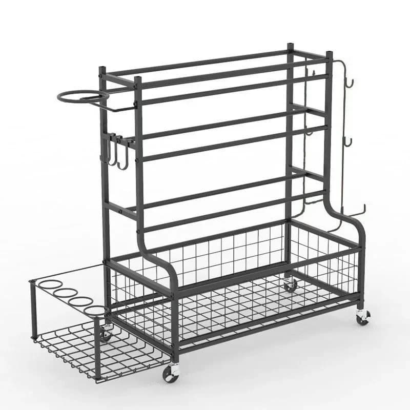 Sports equipment racks, Yoga mats, Basketballs, Manubri, Foam rollers, Gym rack