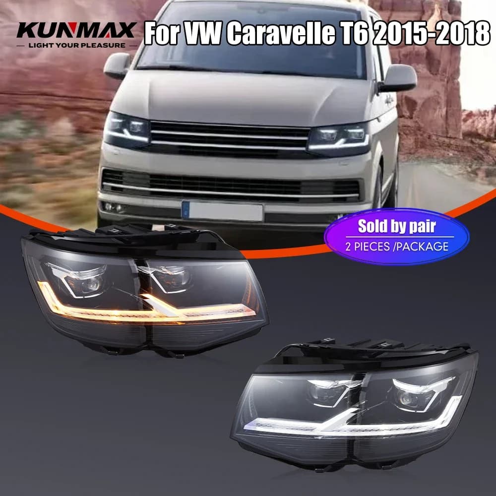 Pair of LED car headlights for Volkswagen Caravelle T6 Faro 2015-2018 Front Lamp DRL Headlights