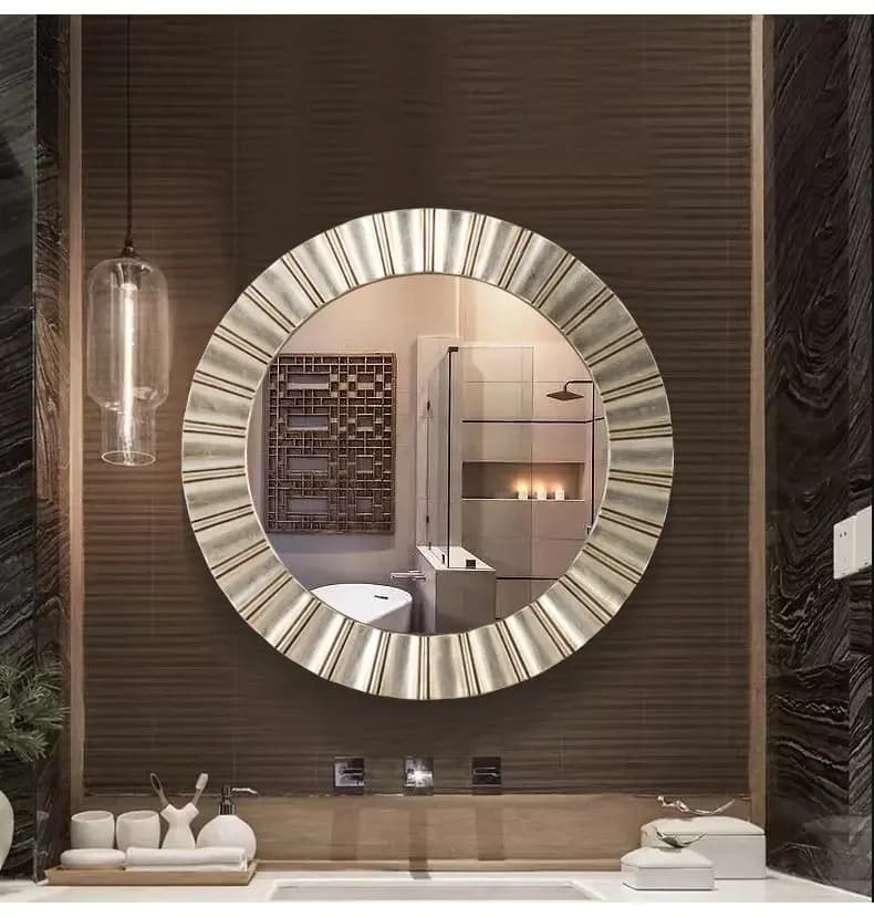 Simple bathroom mirror Nordic American round bathroom mirror Household frame decorative mirror