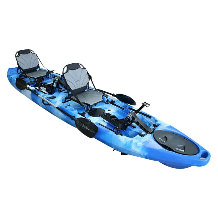 Kayak da pesca economico per persone doppie seduto su kayak da pesca all'ingrosso con sistema di pagaia
