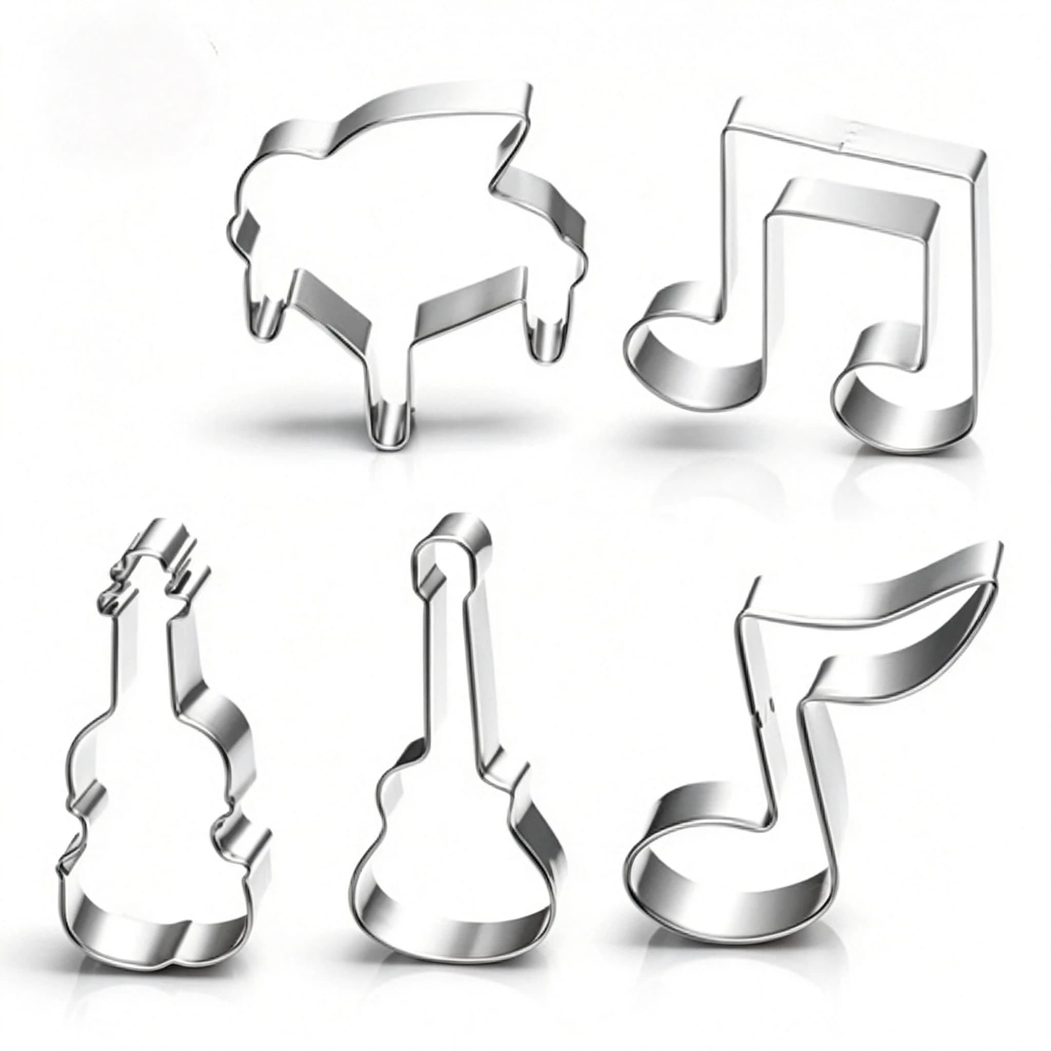 5pcs/set Metal Stainless Steel Cookie Biscuits Cutters Decorations Of Music Series On Musical Notes Piano And Guitar H915
