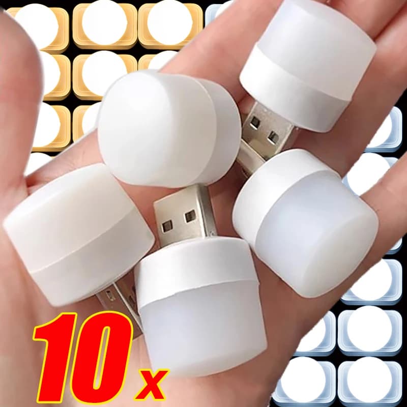 1/10pcs Mini USB Luce notturna Bianco caldo Protezione per gli occhi Lampada da lettura per libri Spina USB Lampada da notte a LED per ricarica mobile per computer
