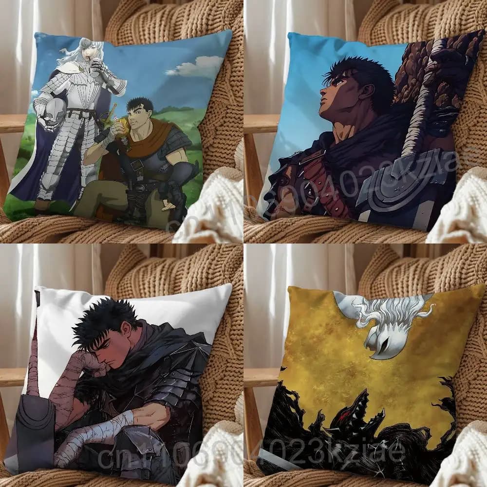 Federa per cuscino con disegno di Griffith Guts Berserk, federa per cuscino per divano del soggiorno, adatta per la decorazione della casa, della camera da letto.