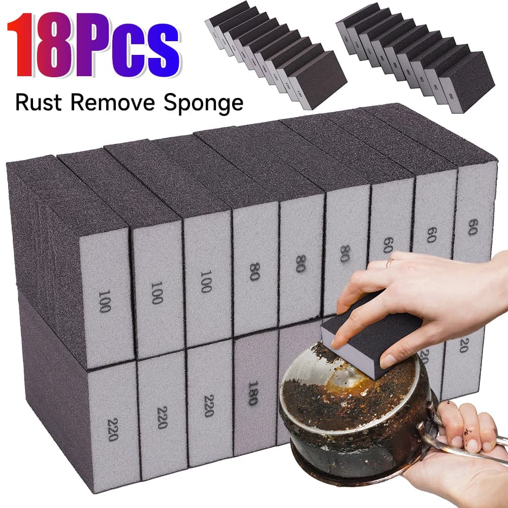 18PCS Spugna Levigatura Blocco Carta Vetrata Spugna Pad 60-220grit Rettifica Pad Per Metallo Mobili In Legno Lucidatura Utensili Abrasivi