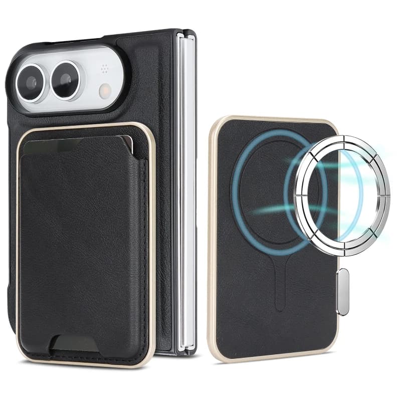 For Magsafe Magnetic Wireless Charging Magnetic Wallet Card Slot PU Leather Fold Phone Case For iPhone Ultra Bumper Back Cover