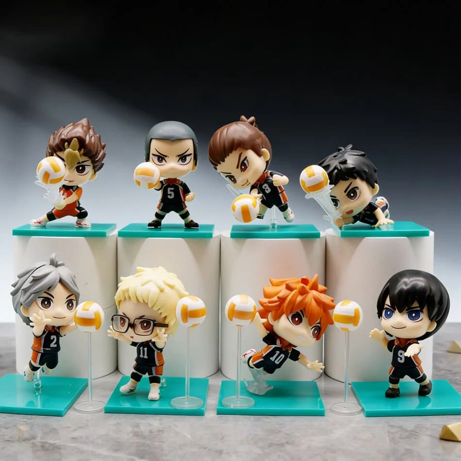 2-8 pezzi/set Haikyuu!! Modellini Anime di Ragazzi Giocatori di Pallavolo, Action Figure Anime, Giocattoli da Collezione per Fan
