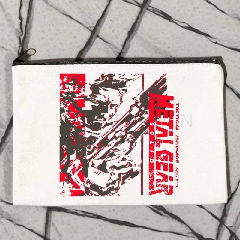 Borsa per cosmetici Metal Gear Solid MGS, borsa per il trucco da donna, borsa per articoli da toeletta Kawaii, organizer da viaggio in tela, pochette con cerniera, borsa a mano