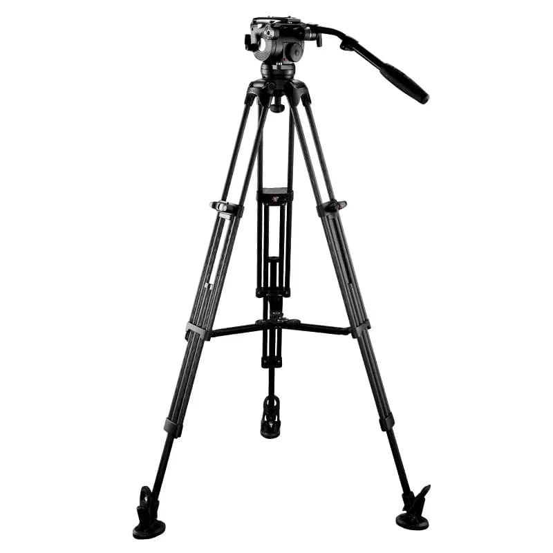 Available E-IMAGE EG08C2 Professional 2-stage carbon fiber video tripod with shock-absorbed hydraulic head for camera shooting
