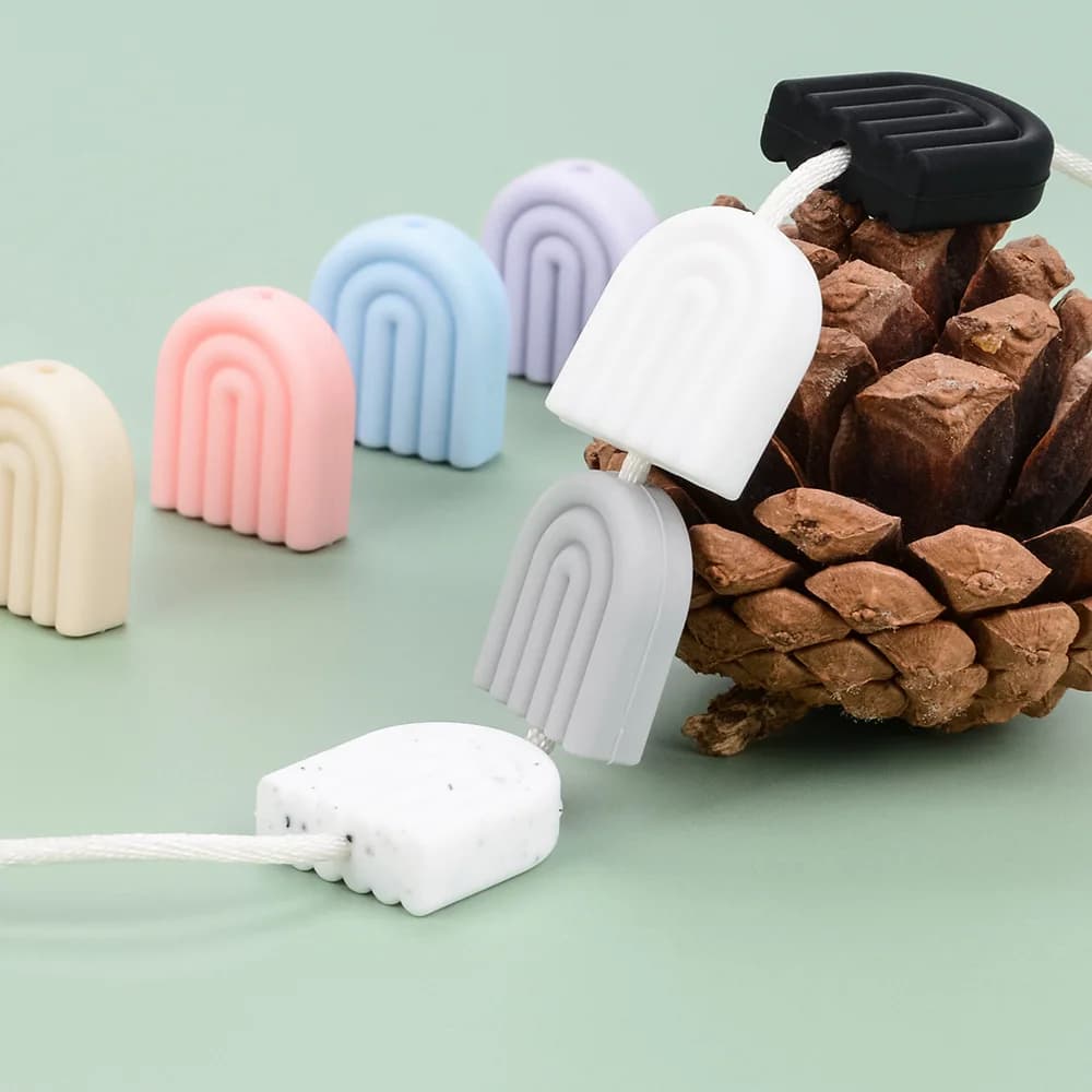 20 pezzi arcobaleno perline in silicone per bambini giocattoli per bambini fai da te per uso alimentare massaggiagengive ciuccio collana a catena gioielli