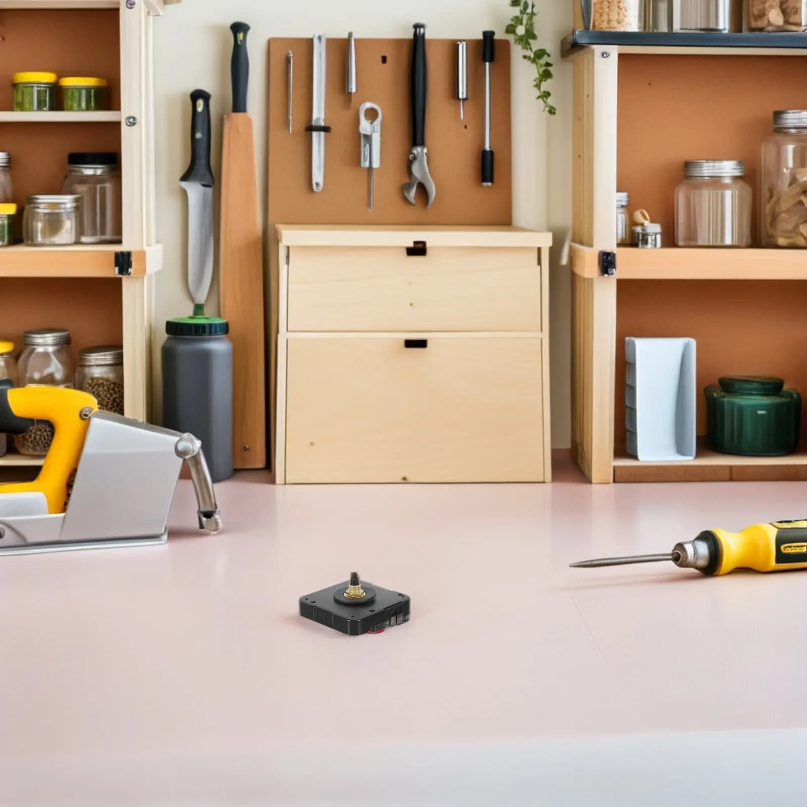 Kit Movimento Orologio da Parete al Quarzo, Motore Silenzioso a Batteria, Filettatura M8, Lunghezza Assiale 16mm, Senza Lancette, Meccanismo Minimalista