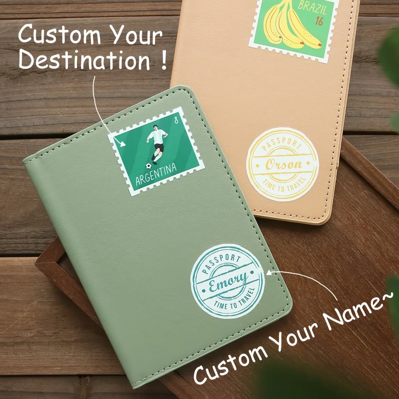 Porta Passaporto Personalizzato con Nome e Destinazione, Copertina in Pelle Sintetica con Stampa di Monumenti Personalizzati