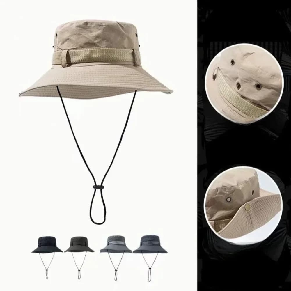 Cappello da pesca da uomo con tesa larga, cappello da sole traspirante per alpinismo, ciclismo, viaggi e attività all'aperto
