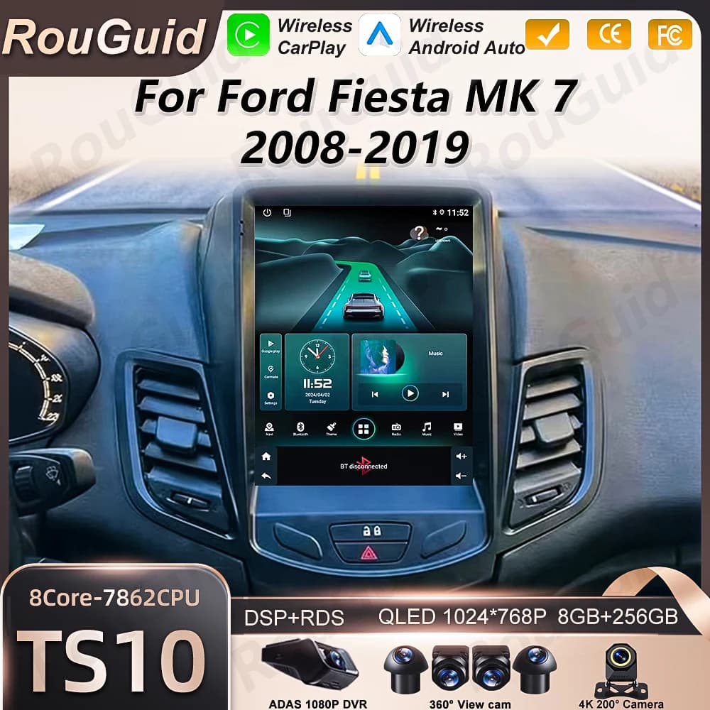 Autoradio Android 16 for Ford Fiesta MK 7 2008-2019, multimedia video player, Carplay wireless, autoradio BT, stereo auto DSP RSD