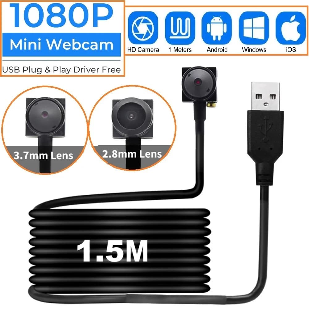 Webcam USB HD Portatile per Computer, Mini Telecamera Periferica, Videocamera di Sicurezza CCTV per PC e Esterni