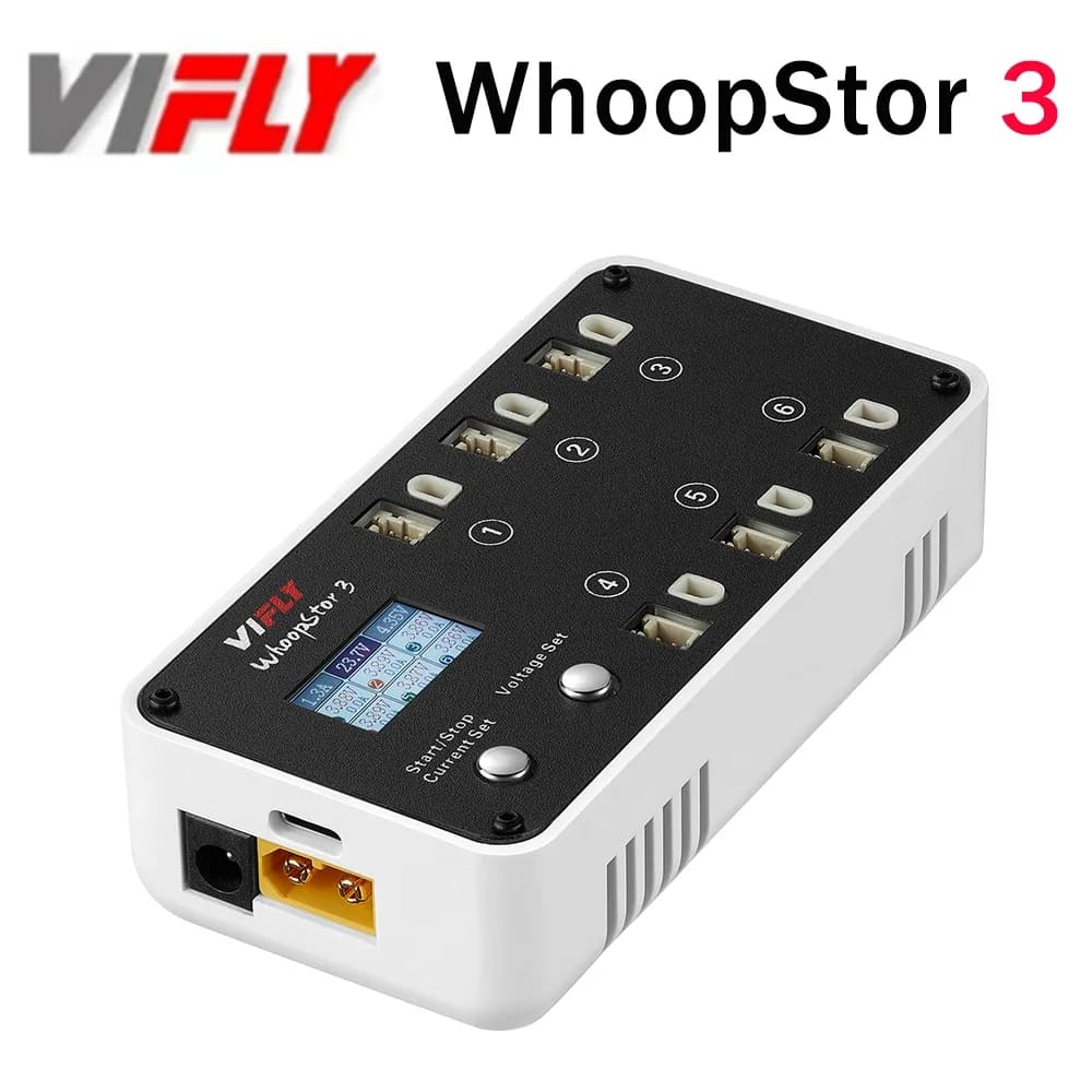 NEW VIFLY WhoopStor 3 V3 6 Doors 1S LIPO Charger Adapter Storage Function for FPV Tinywhoop 4.2V 4.35V BT2.0 PH2.0