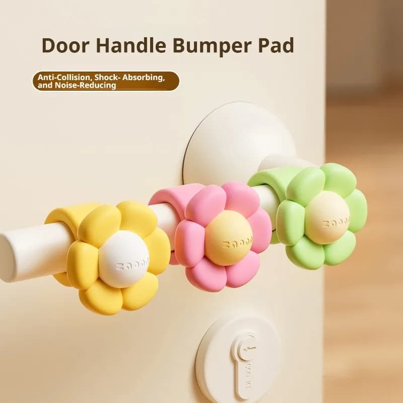 Simpatico Paracolpi per Maniglia a Forma di Fiore, Coprimaniglia in Silicone Antiscivolo e Anticollisione, Protezione per Porta di Casa, Camera da Letto, Bagno