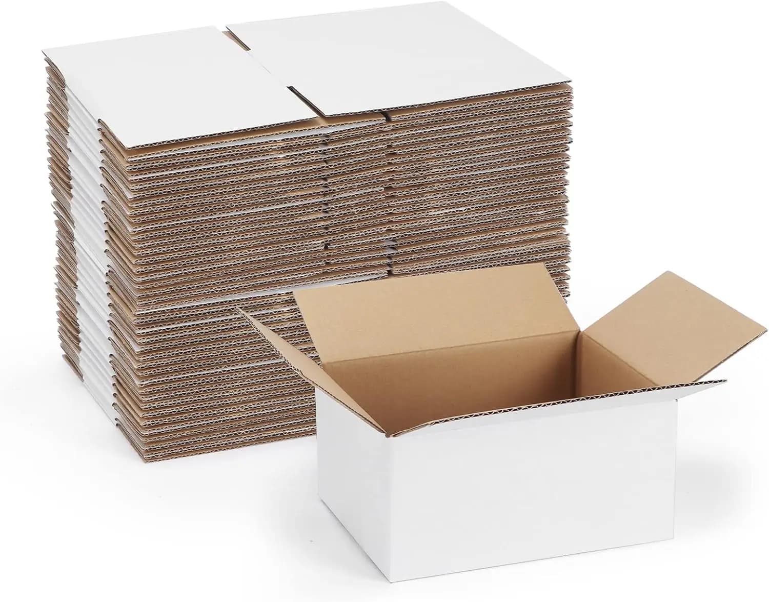 40 Pack Small Shipping Boxes 8x6x4, White Corrugated Cardboard Mailing Boxes for Packing, Business