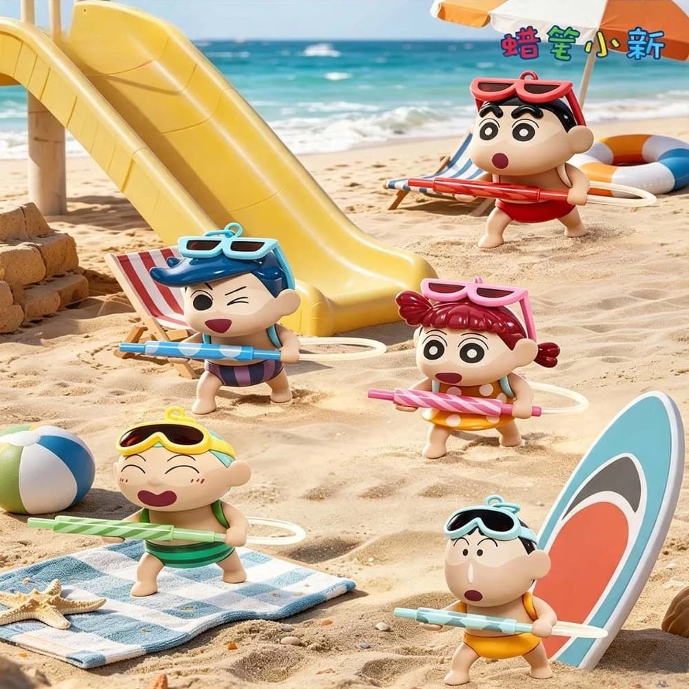 Crayon Shinchan Summer Dark Skin Series Pendant Blind Box Anime Figure Doll Keychain Desktop Ornament Mystery Bag Charm Toy Gift