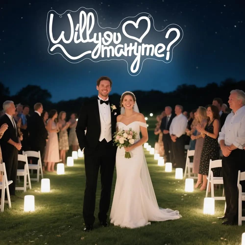 Lettere Luminose 'Sposami', Insegna al Neon 'Vuoi Sposarmi?' con Luci LED per Camera da Letto, Club, Matrimonio, Festa di Fidanzamento, Decorazione