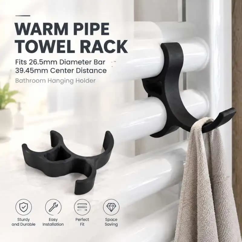 Warm Pipe Towel Rack Fits 26.5mm Diameter Bar 39.45mm Center Distance Bathroom Hanging Holder