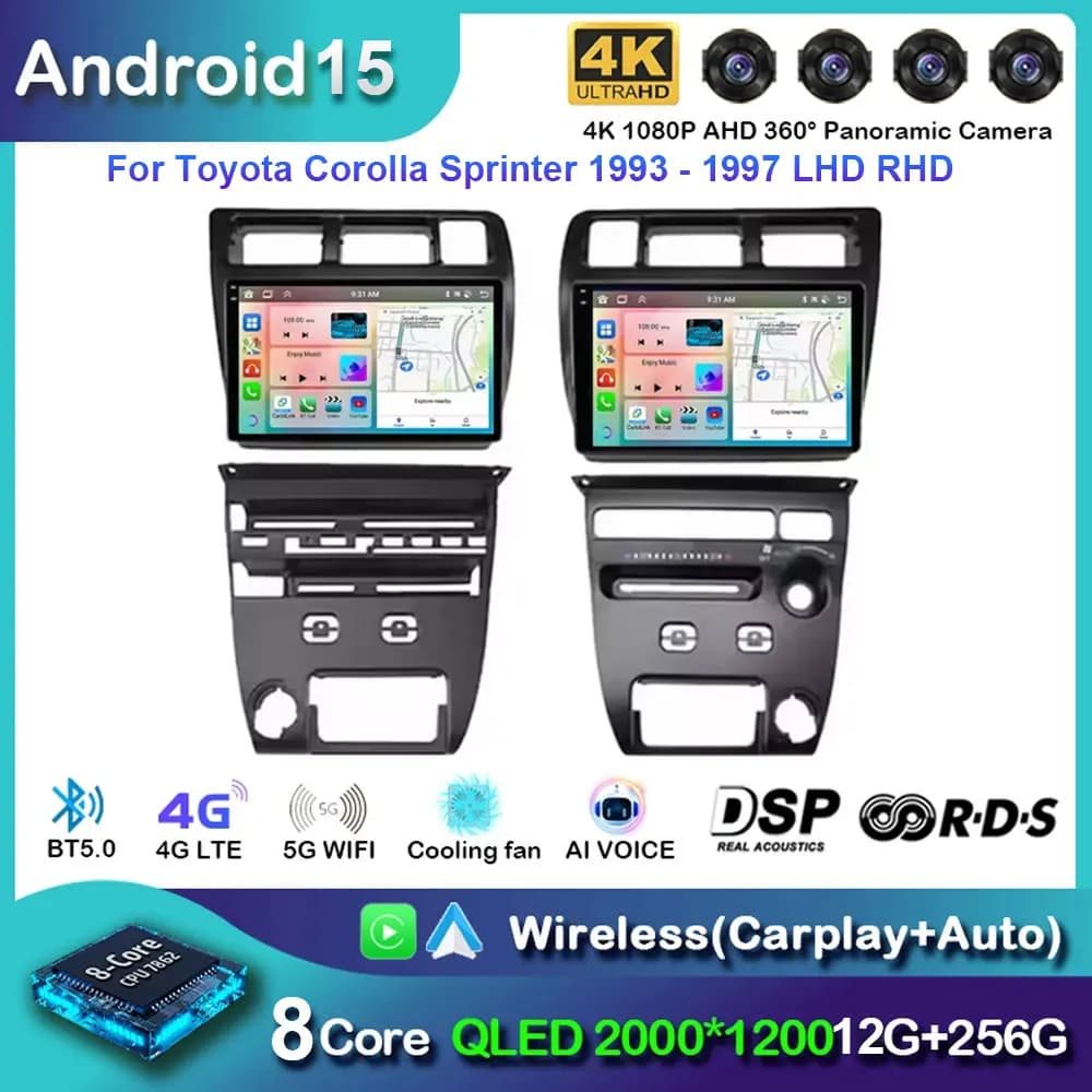 Android 15 Per Toyota Corolla Sprinter 1993 1994 1995 1996 1997 LHD Auto Stereo Radio Lettore Multimediale di Navigazione GPS Carplay