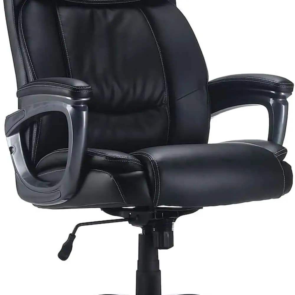 Sedia da ufficio ergonomica per manager Lockland, grande e alta, ammortizzata, altezza regolabile, struttura in metallo, cuoio rigenerato, per spazi di lavoro, H