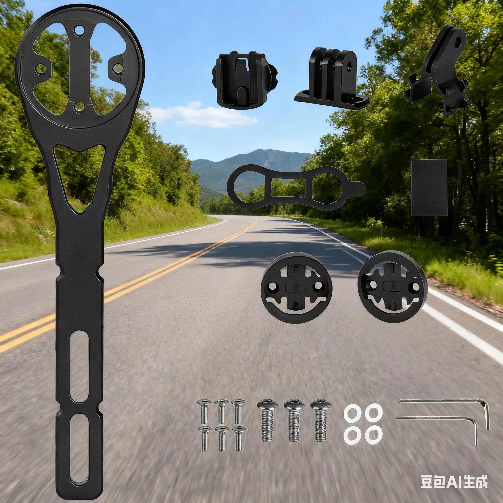 Vendite calde Computer da bicicletta Stabile Supporto per luce per bici Anti-shake Supporto per manubrio nero in lega di alluminio per Garmin per strumento Bryton