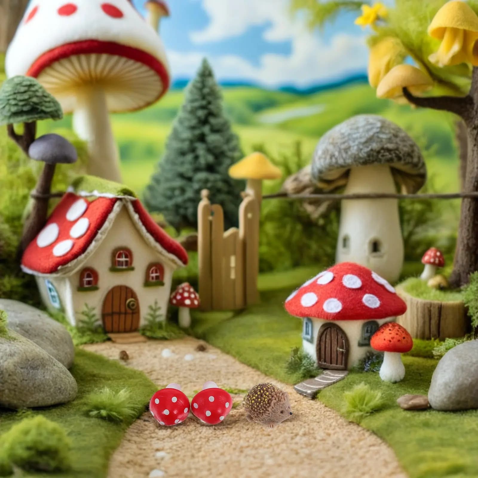 12Pcs Miniature Garden Ornaments Resin Mushroom Hedgehog Bonsai Decor Fairy Garden Accessories Micro Landscape Plant Pot