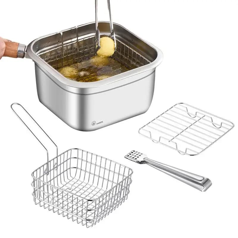 Set di pentole da campeggio Picnic portatile Friggitrice da 2,5 litri Set di pentole in acciaio inossidabile Padella Cottura a vapore Accessorio da campeggio