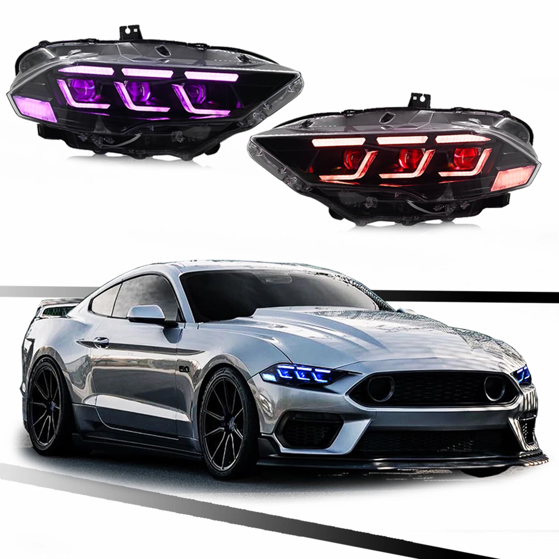 Fari per Ford Mustang 2018-2022 Controllo illuminazione a LED completo