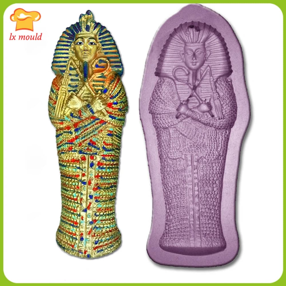Egyptian Pharaoh Silicone Mould Tutankhamun Icing Sugarcraft Cake Decor Chocolate Baking Mold Soap Resin Wax