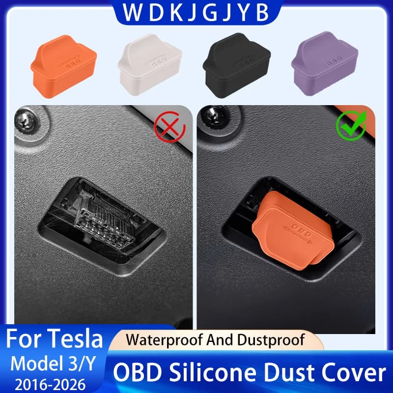 For Tesla Model 3/Y Silicone OBD Door Cover Waterproof Anti Rustproof OBD Door Lock Protective Sleeve OBD Powder Intasation Caps