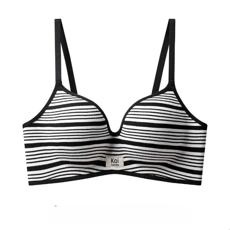 Trendy British Striped Bra for Ladies, Seamless Support Anti Sagging, Great for Daily Use and Casual Sports Wear
