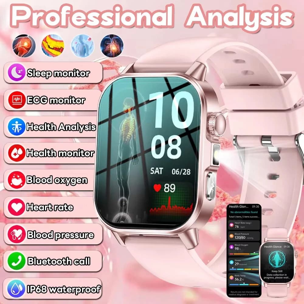 Smartwatch for Nurses with Functions ECG+PPG, AMOLED HD Screen, Waterproof, Blood Pressure Measurement, BT Calls, For Men and Women