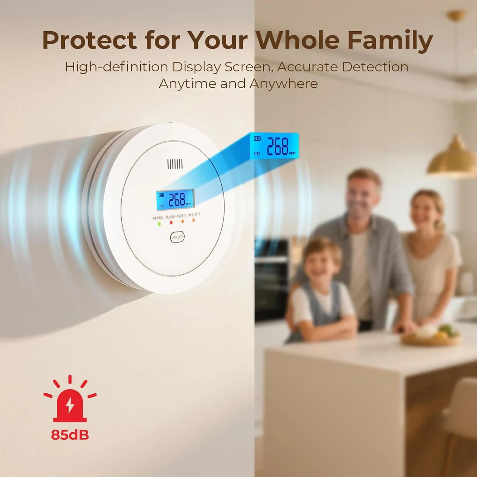 Independent Carbon Monoxide Detector Alarm Sensor LCD Digital Display For Home Bathrooms Industrial Security CO Alarm